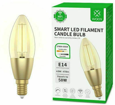 Woox Smart Λάμπα LED 4.9W για Ντουί E14 και Σχήμα C37 Ρυθμιζόμενο Λευκό 470lm Dimmable