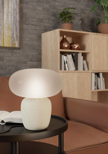 Eglo Cahuama Ceramic Table Lamp for Socket E27 with Black Shade and White Base