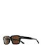 Unisex Sonnenbrille mit Schwarz Kunststoff Gestell und Braun Linse