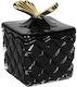 Keskor Glass Sweet Jar with Lid Black / Gold 8x8x10.5cm