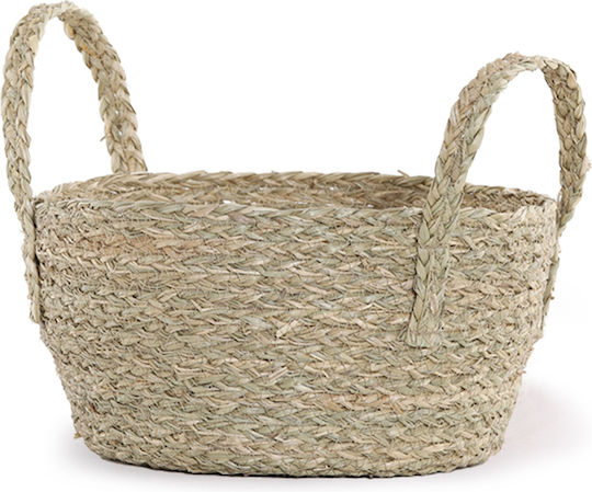 Nef-Nef Homeware Volcano Decorative Basket Wicker with Handles Natural 25x25x14cm