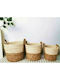Natural Home Set of Decorative Baskets Straw with Handles Beige 3pcs