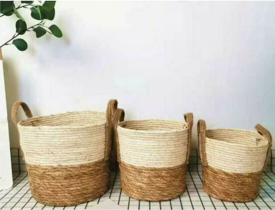 Natural Home Комплект декоративни кошници с дръжки Beige 3бр