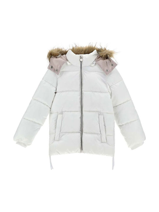Kids' Quilted Jacket Short with Hood White