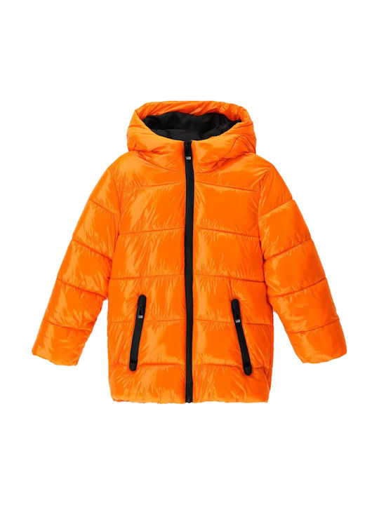 Kids' Quilted Jacket Short with Hood Orange