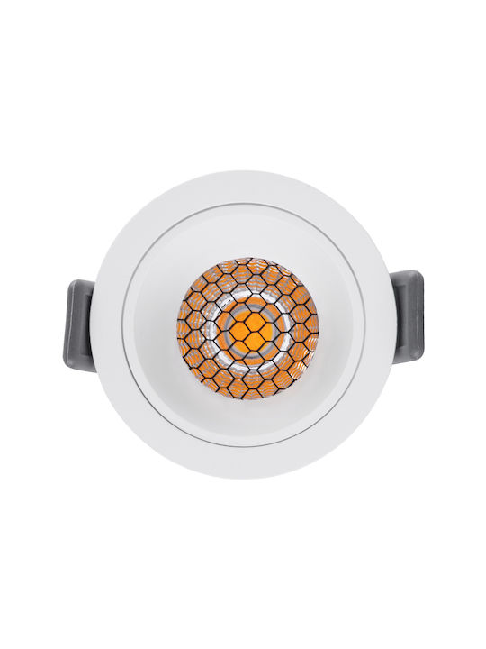 GloboStar Round Metallic Recessed Spot with Integrated LED and Natural White Light White 6.4x6.4cm.