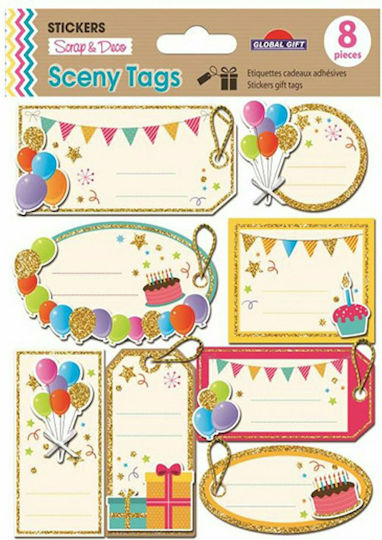 Global Gift Etichete Caiete 14x12cm Ziua de naștere 8buc