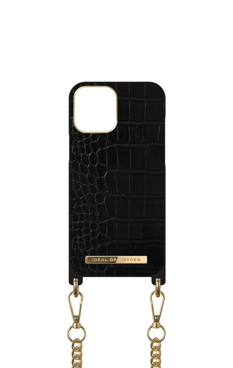 Ideal Of Sweden Atelier Necklace Back Cover Δερματίνης με Λουράκι Jet Black Croco Iphone 13 Pro 5645