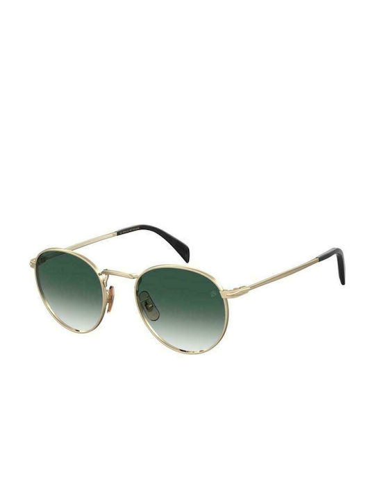 David Beckham Men's Sunglasses with Gold Metal Frame and Green Gradient Lens DB 1005/S RHL/9K