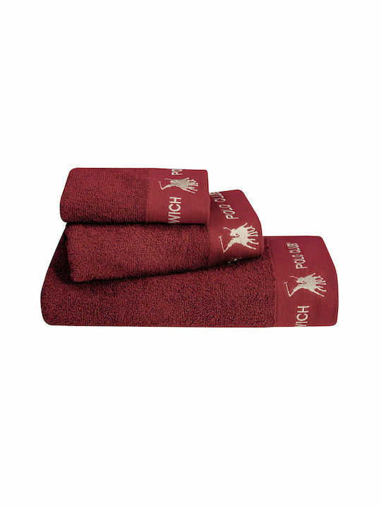 Greenwich Polo Club 3pc Bath Towel Set Burgundy Weight 480gr/m²
