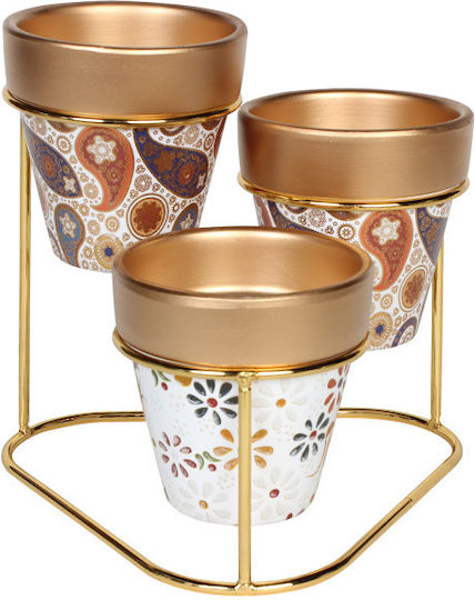 Keskor Planter Ceramic Gold with Stand 18.5x18.5x17.5cm.