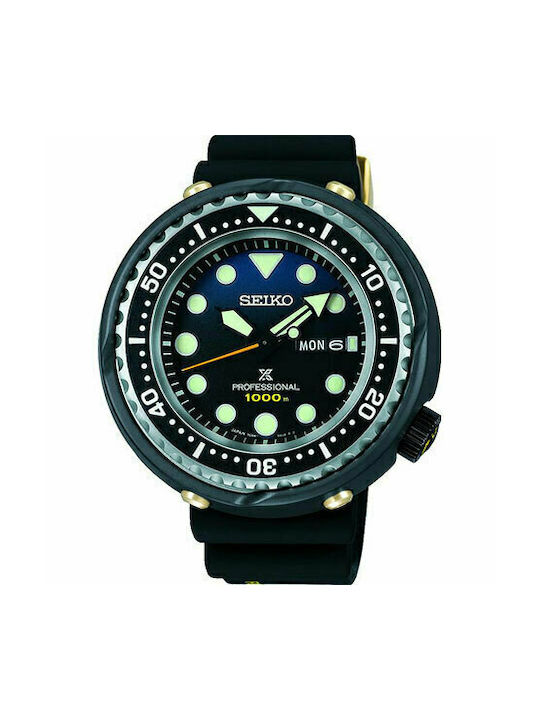 Seiko Prospex Sea Professional Ρολόι Μπαταρίας με Καουτσούκ Λουράκι σε Μαύρο χρώμα