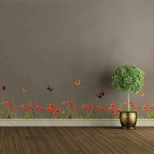 Διακοσμητικό Αυτοκόλλητο Τοίχου Poppies & Butterflies Βινυλίου Ango Διακοσμητικό Αυτοκόλλητο Τοίχου Poppies & Butterflies Βινυλίου Ango