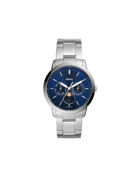 Fossil Neutra Minimalist Watch Chronograph Battery with Silver Metal Bracelet