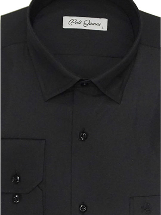 Poli Gianni Men's Shirt with Long Sleeves Slim Fit Black