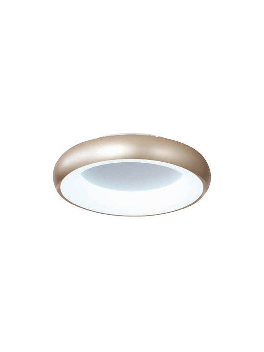 Inlight Μοντέρνα Μεταλλική Πλαφονιέρα Οροφής με Ενσωματωμένο LED σε Χρυσό χρώμα 60cm