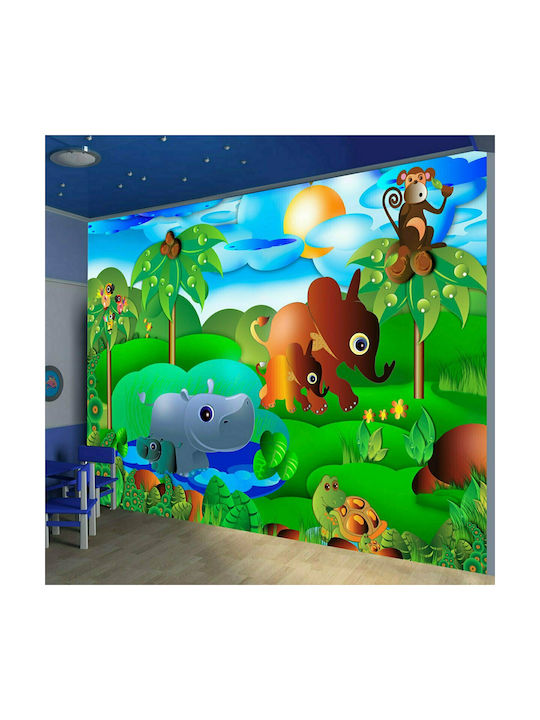 Polihome Kids Wallpaper Fabric Animal Family L150xH105εκ.