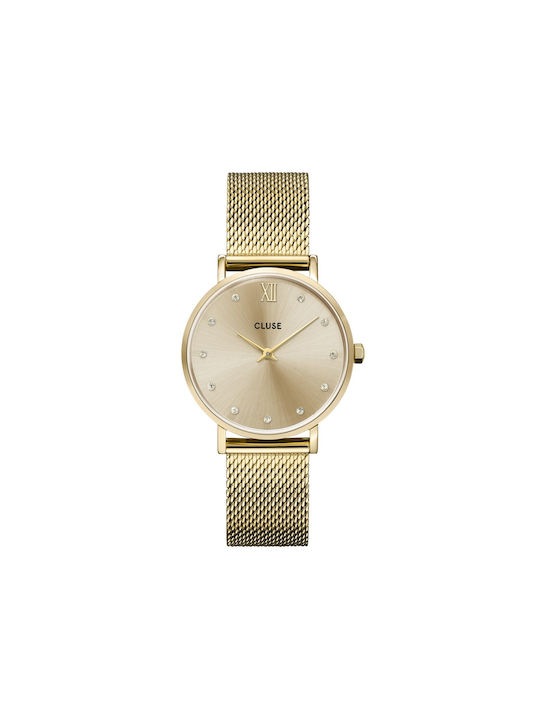 Cluse Minuit Ρολόι με Μεταλλικό Μπρασελέ σε Χρυσό χρώμα