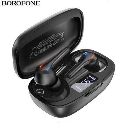 Borofone BW11 In-ear Bluetooth Handsfree Ακουστικά με Θήκη Φόρτισης Μαύρα