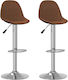 Stool Bar with Back & Adjustable Height Coffee 2pcs 41x45x90-112cm