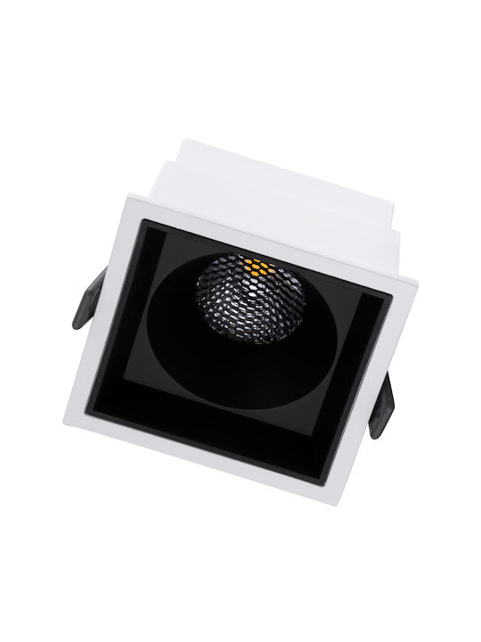 GloboStar Pluto B Platz Metallisch Einbau Spot mit integriertem LED und Natürliches Weißes Licht Weiß 10.4x10.4cm.