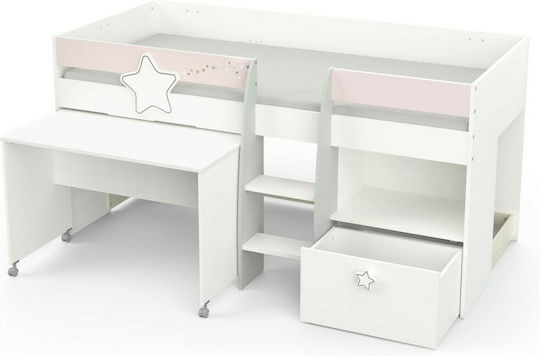 Liana Kids Bed Loft Bed Single with Desk White for Mattress 90x200cm