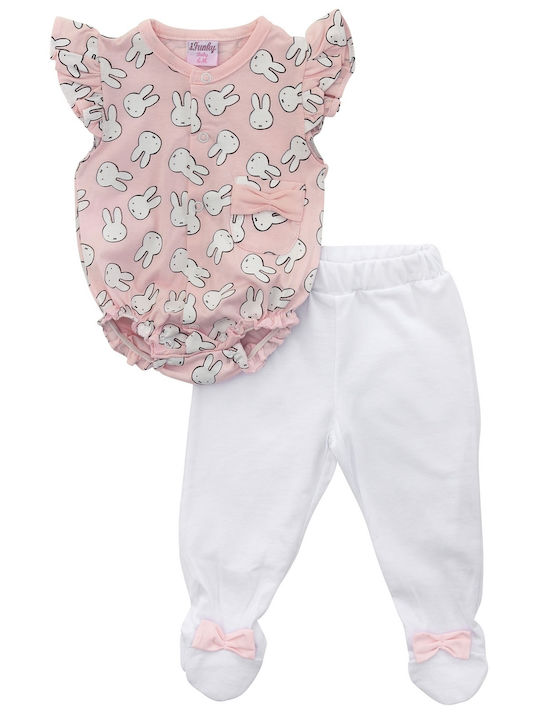 Funky Baby Bodysuit Set Sleeveless with Pants Pink