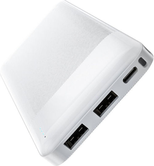 Hoco J72 Easy Τravel Power Bank 10000mAh 37W with 2 USB-A Ports and USB-C Port White