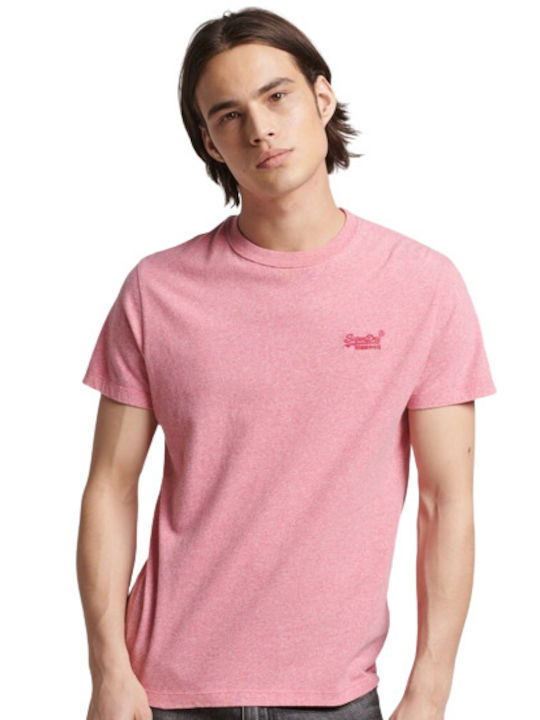 Superdry Ανδρικό T-shirt Ροζ Μονόχρωμο
