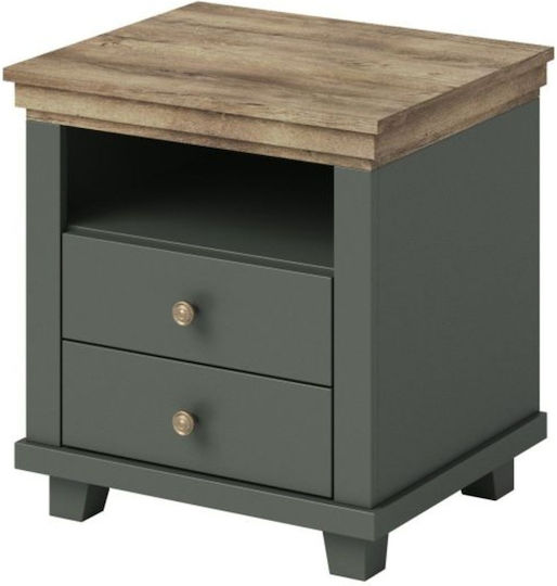 Capel Wooden Bedside Table Πράσινο 52x45x54cm