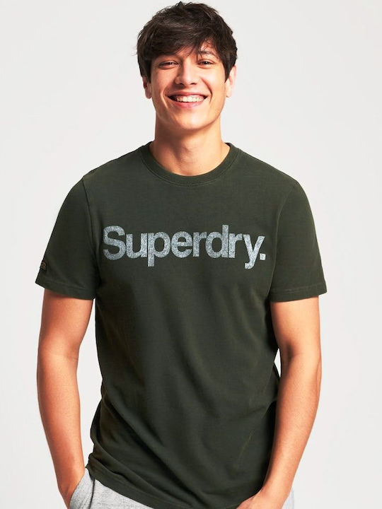Superdry Ovin Vintage Ανδρικό T-shirt Χακί με Λογότυπο