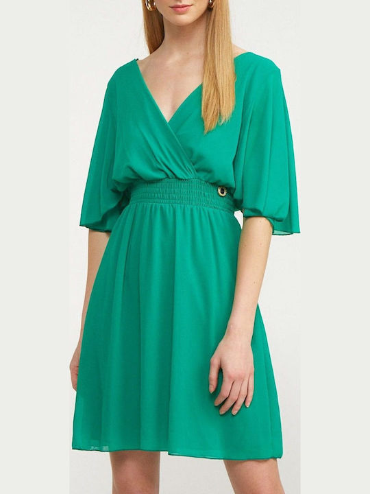 Summer Mini Dress for Wedding - Christening Open Back Green
