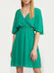 Summer Mini Dress for Wedding - Christening Open Back Green