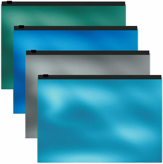 ErichKrause Φάκελος με Φερμουάρ για Χαρτί A4 Glossy Ice Metallic (Διάφορα Χρώματα)