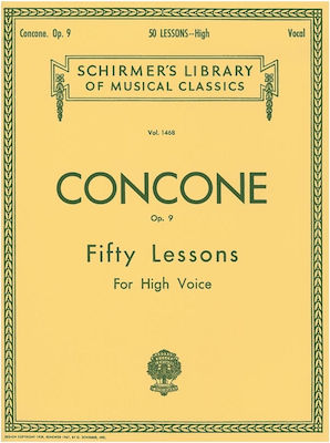 G. Schirmer Concone Joseph - 50 Lessons For High Voice Op. 9 Metodă de învățare pentru Voce