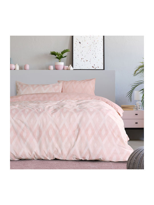Kocoon Bettwäsche-Set Einzel 160x270cm. Rombus Pink 3Stück