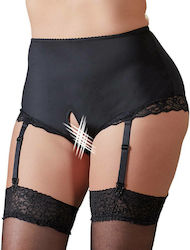 Cottelli Collection Curves Crotchless Briefs With Suspender Straps Μαύρο