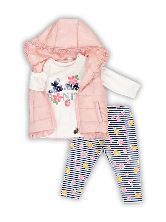 New College Kids Set with Pants & Jacket Winter 3pcs Pink