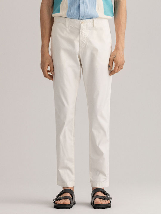 Hallden Παντελόνι Chino Ελαστικό σε Slim Εφαρμογή Λευκό