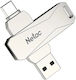 Netac U782C 128GB USB 3.0 Stick με σύνδεση USB-A & USB-C Ασημί