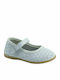 Kids Leather Ballerinas with Hoop & Loop Closure White