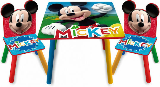 Mickey Mouse Kids Table and Chairs Set made of Wood Multicolour