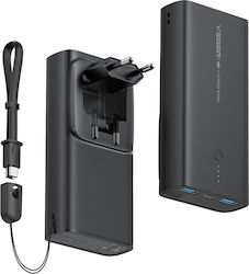 Veger ACE100 Power Bank 10000mAh 20W με 2 Θύρες USB-A και Θύρα USB-C Power Delivery / Quick Charge 3.0 Μαύρο