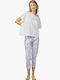Minerva Sommer Damen Pyjama-Set Baumwolle Weiß