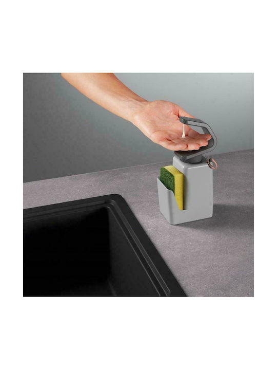 Metaltex Soap-Tex Tabletop Ceramic Dispenser for the Kitchen with Sponge Holder Gray 400ml