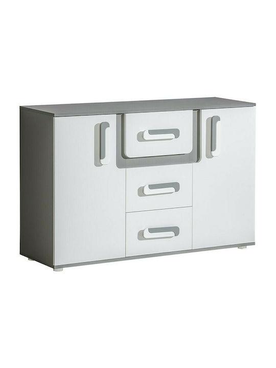 Kids Chest of Drawer Apetito White / Gray with 3 Drawer 128x40x85εκ.