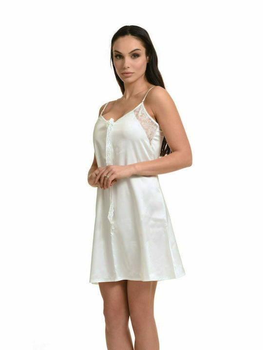 Miss Rosy Summer Satin Women's Nightdress White