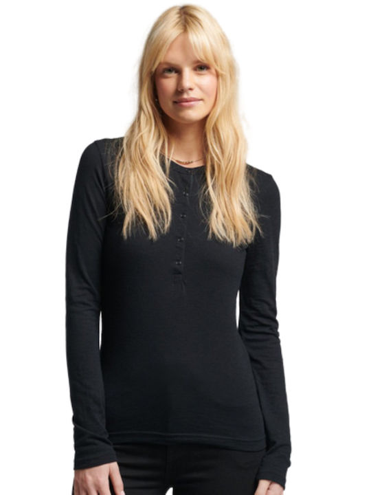 Superdry Women's Blouse Cotton Long Sleeve Black