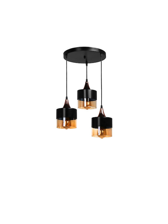 Pendant Light Three-Light for Socket E27 Black