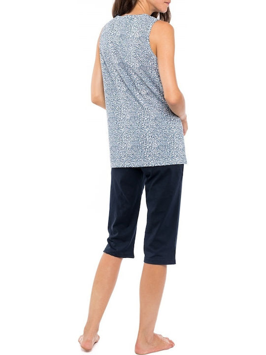 Pink Label Sommer Damen Pyjama-Set Navy